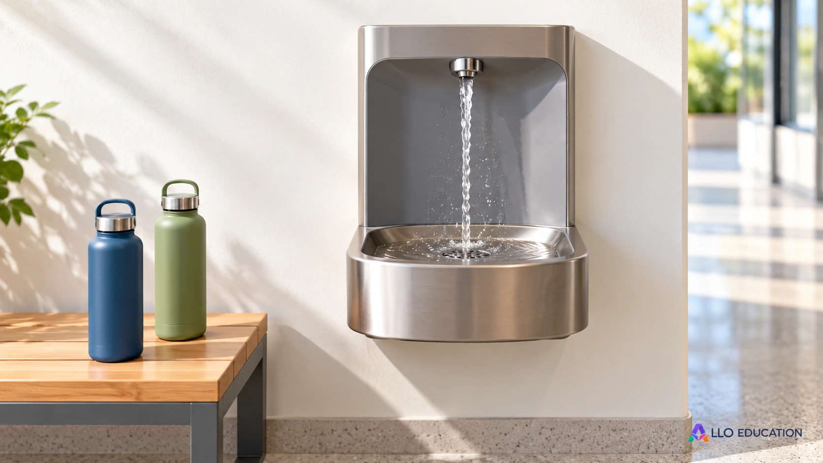 Fontaine et gourdes : le point d’eau devient le sujet d’un paragraphe argumentatif.