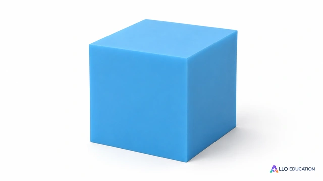 Un bloc cubique plein bleu clair isolé, sans mesure à interpréter.