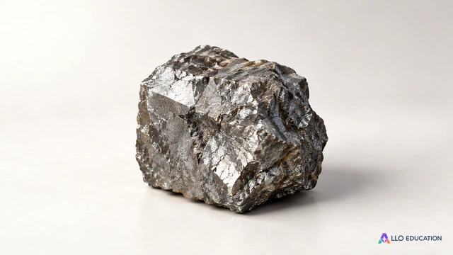 Un bloc de minerai sans inscription, seul objet sur fond calme.