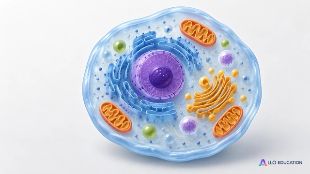 Un modèle pédagogique lisse de cellule unique sur fond neutre, sans texte ni détail anatomique humain.
