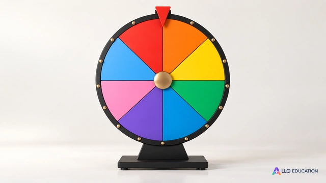 Une seule roue de tirage muette à secteurs sans lettres ni nombres, objet isolé.