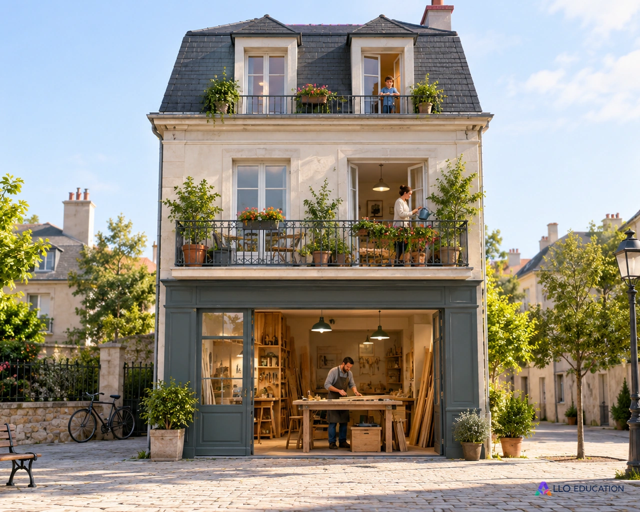 Un bâtiment avec logements et local d’activité : des usages différents dans un même lieu.